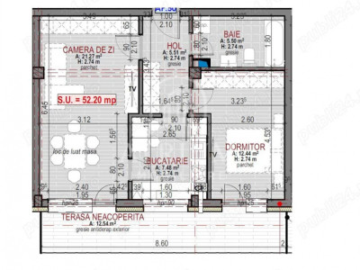 Apartamente 2 camere cu suprafete cuprinse intre 52 mp si 56 mp