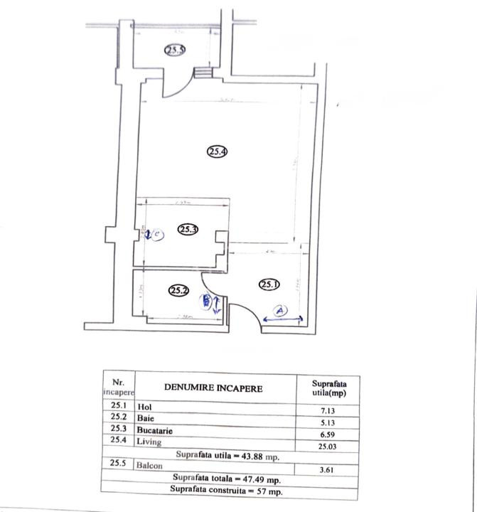Apartament la cheie, 43,88 mp utili cu 3,61 balcon, Buna ziua/Augustin Presecan