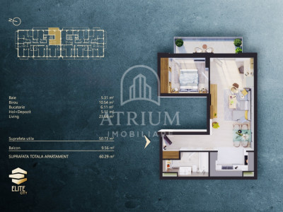 Apartament 2 camere semifinisat, Ansamblul Elite City