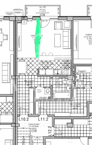 Apartament 2 camere semidecomandate, 44,5 mp utili, zona Gruia