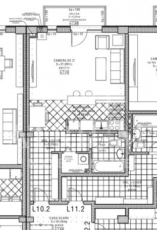 Apartament 2 camere semidecomandate, 44,5 mp utili, zona Gruia