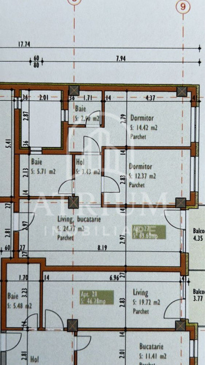 Apartament semifinisat, 65mp, zona Marasti