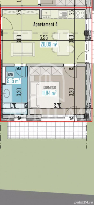 Apartament 2 camere semidecomandate suprafata de 37 MP Baciu Petrom