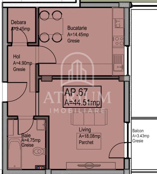 Apartament la cheie, 44 mp, zona Calea Baciului