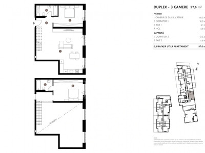 Apartament tip duplex 3 camere, 95,22mp, zona Gării