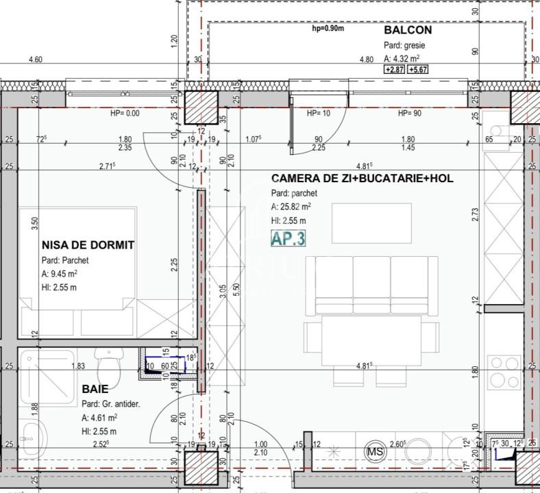 Apartamente 2 camere, semidecomandate, 40mp, balcon, zona Petrom Baciu 