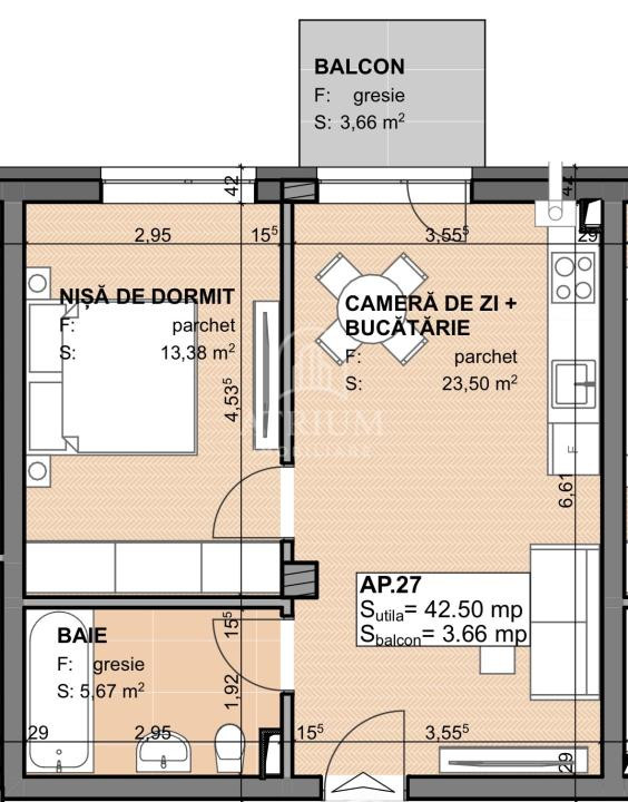 Apartment finisat 2 camere, bloc nou, zona Apahida