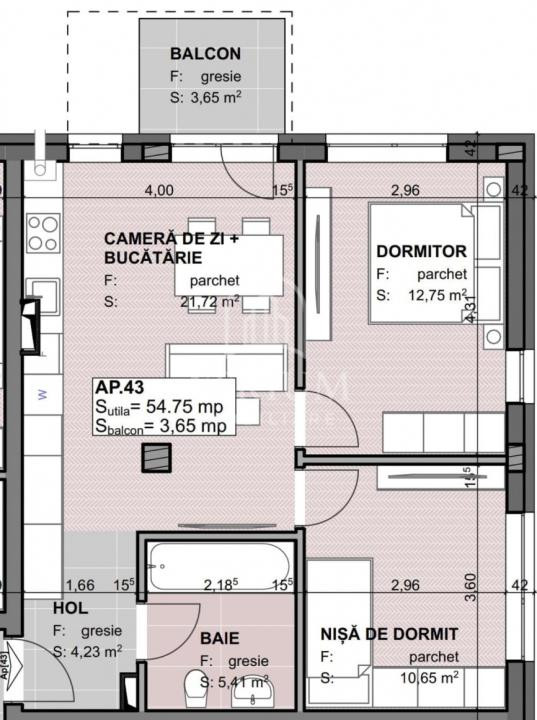 Apartment semi-finisat 3 camere, bloc nou, zona Apahida